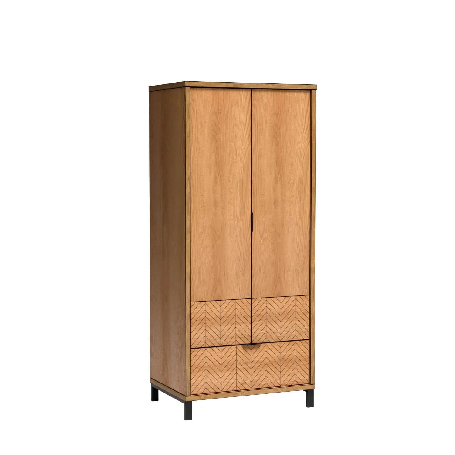 Armoire 2 Portes en Chêne Caramel avec Grand Tiroir Spacieux - Decora Home