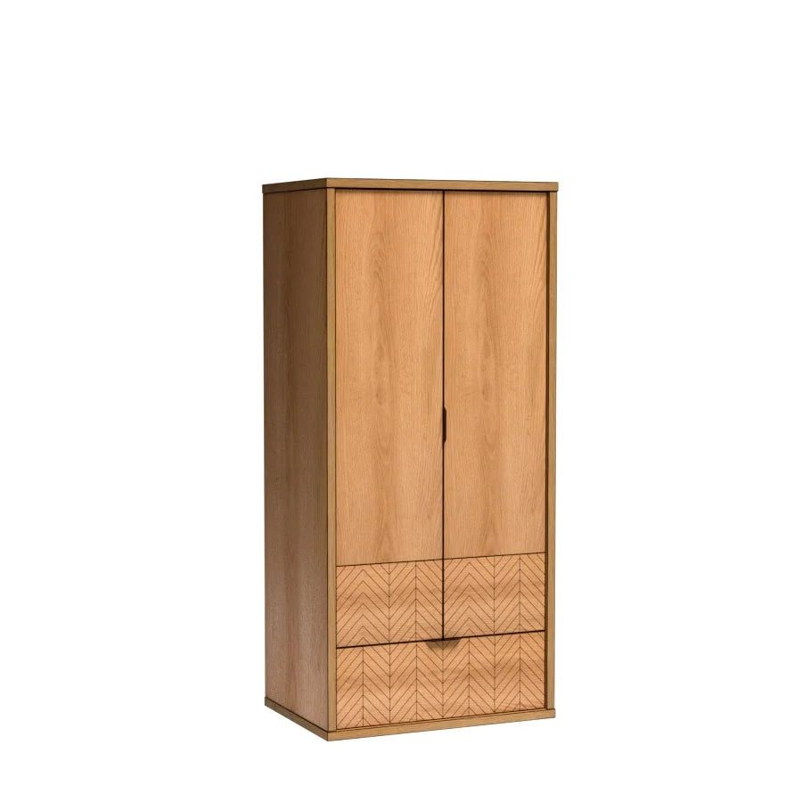 Armoire 2 Portes en Chêne Caramel avec Grand Tiroir Spacieux|Promo exclusive|Decora Home