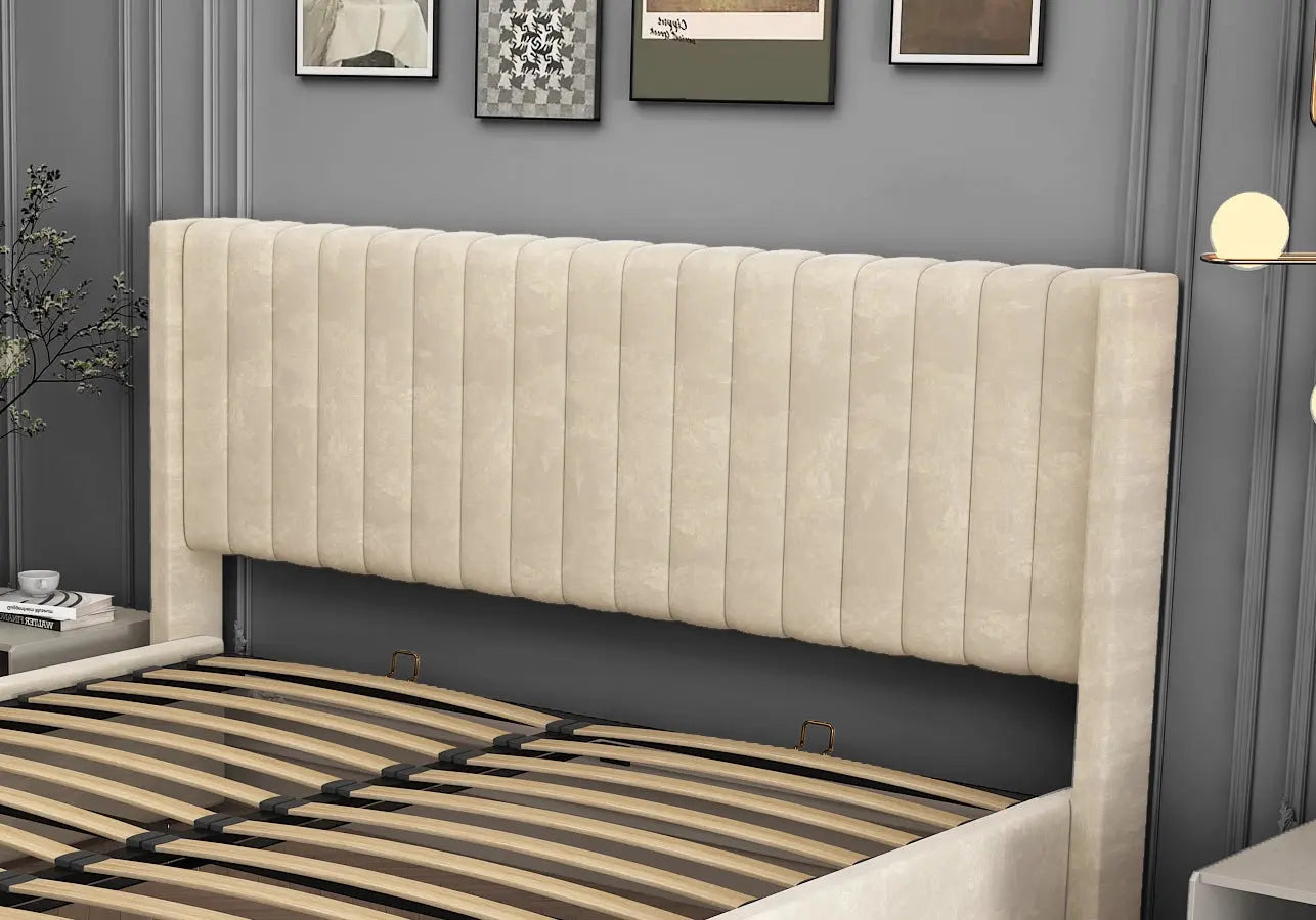 Lit Double Coffre AMÉLIA en Velours – Élégance, Confort et Rangement - Decora Home