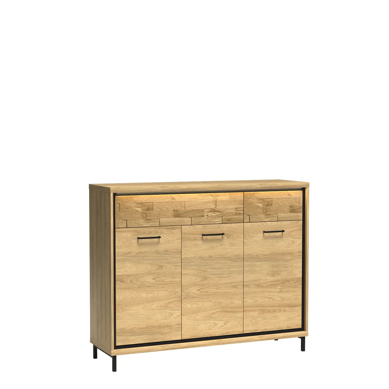 Grande Commode, Buffet Lumineuse en Hickory Naturel avec Deux Tiroirs - Decora Home