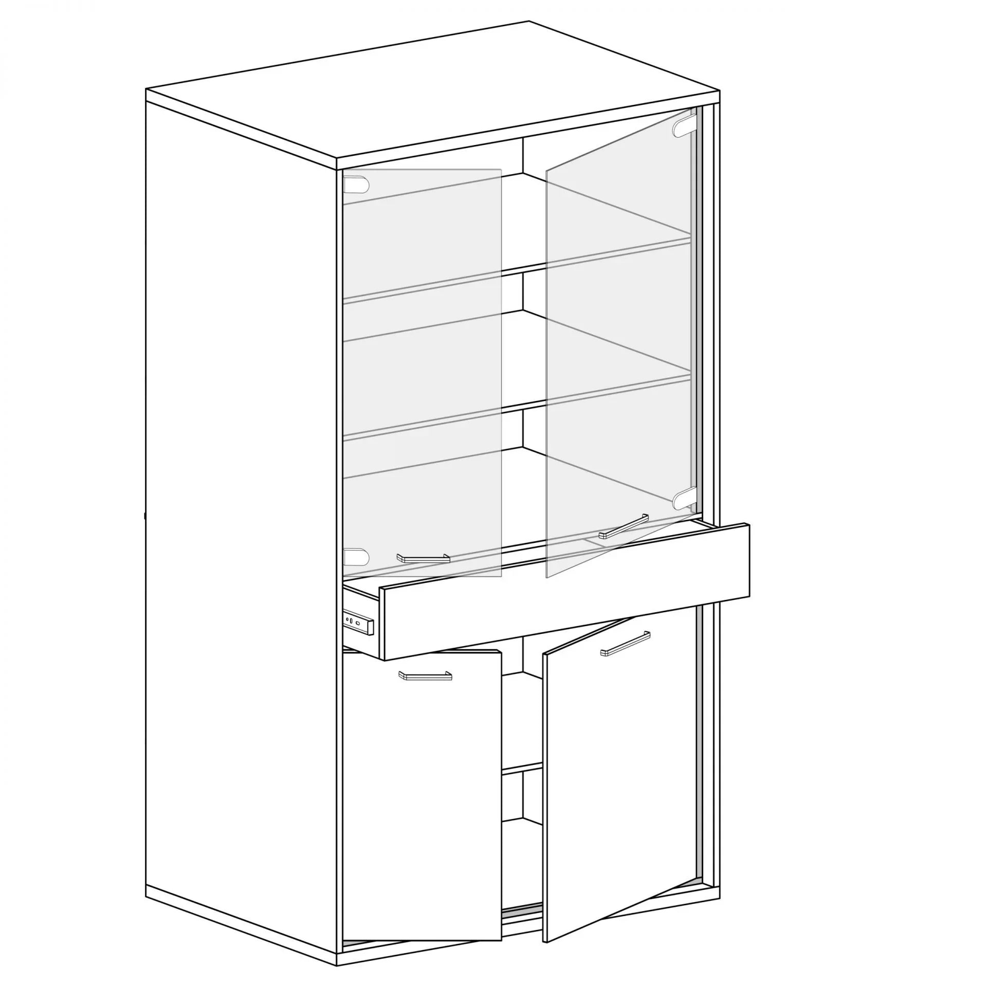 Vitrine en bois de hickory naturel avec deux portes en verre trempé fumé - Decora Home