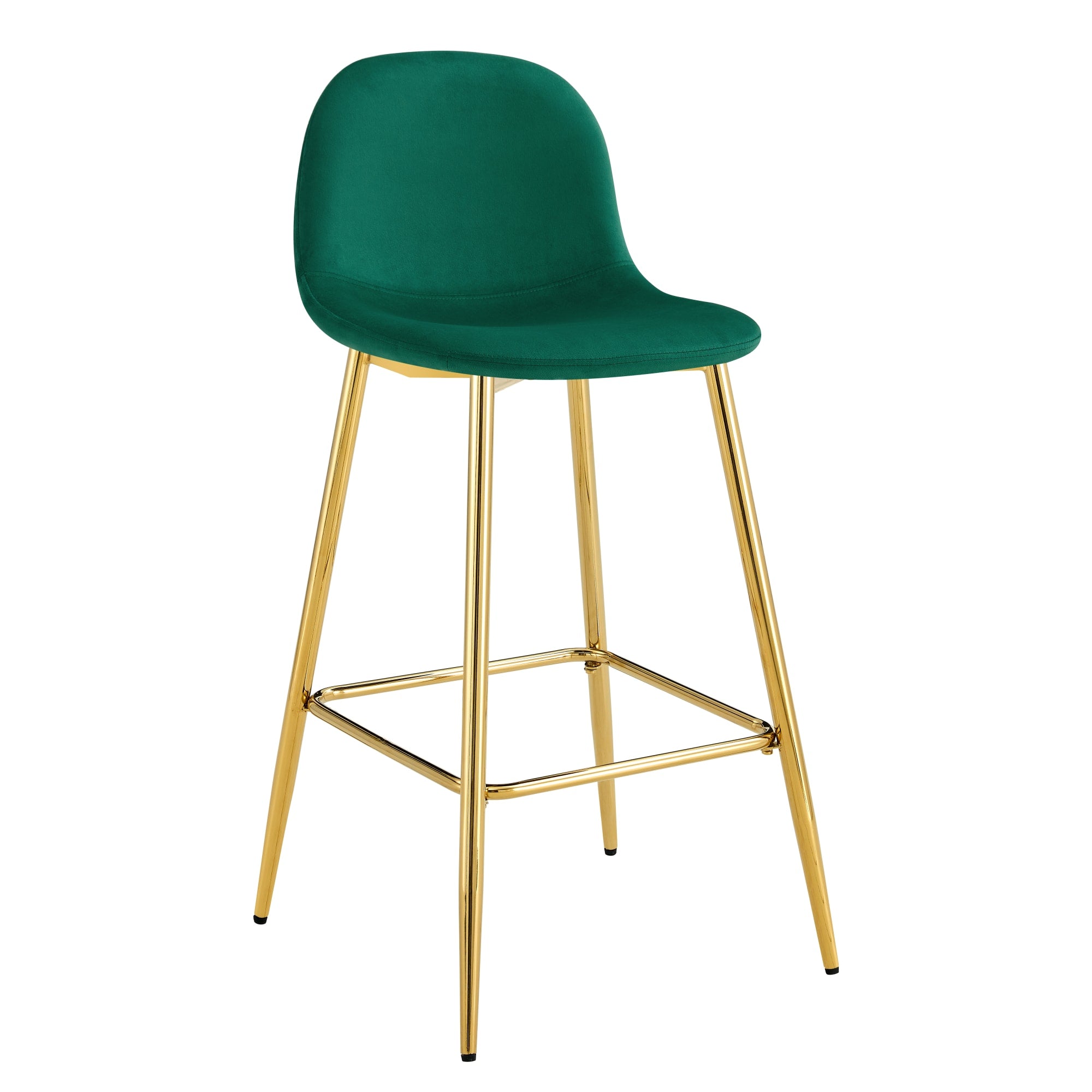 TABOURET DE BAR SCANDINAVE PIED GOLD VELOURS VERT SAPIN