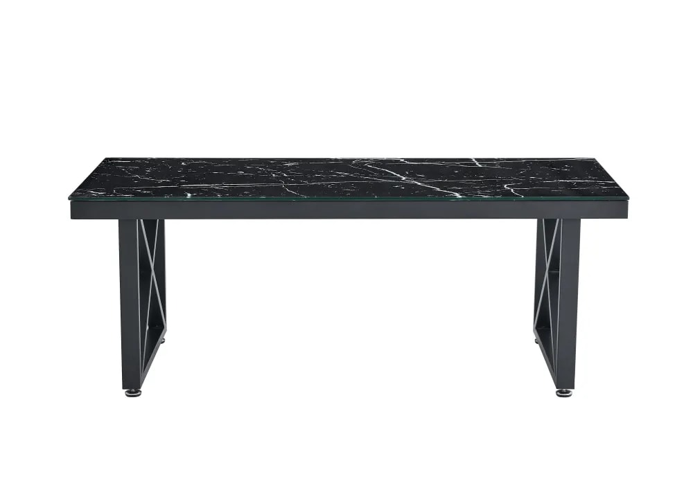Table basse Deluxe LEVANTO structure métal noir plateau en verre 120x60 cm