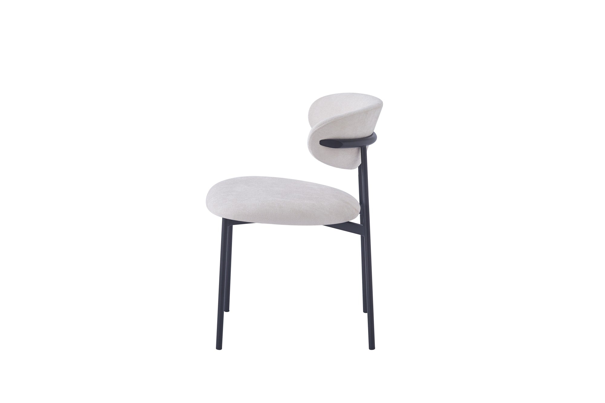 CHAISE LULU PIEDS METAL NOIR SERGE BEIGE