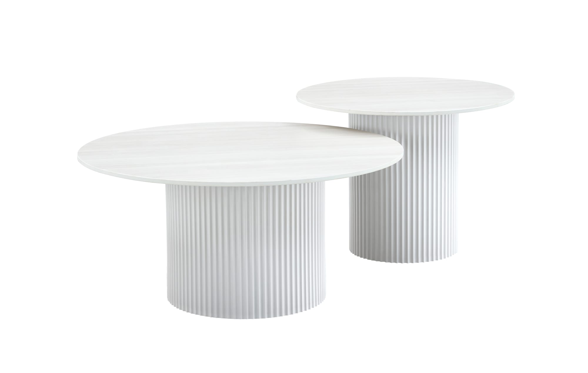 TABLE BASSE GIGOGNE MINA PIED BLANC PLATEAU CERAMIQUE BOIS BLANC 60x45cm + 80x38cm