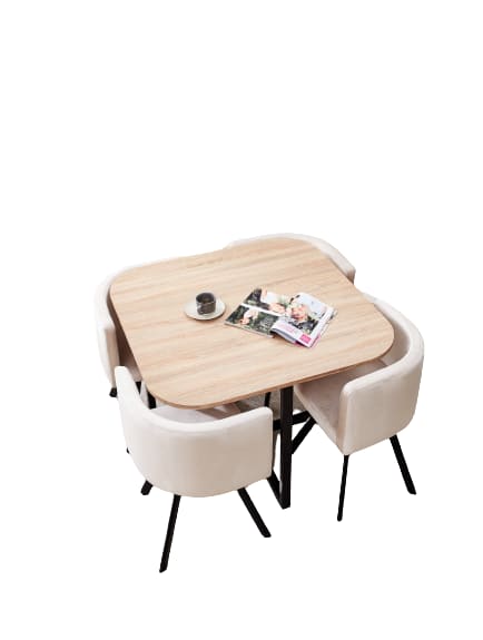 TABLE REPAS VENDOME PLATEAU EN BOIS AVEC 4 CHAISES EN VELOURS B