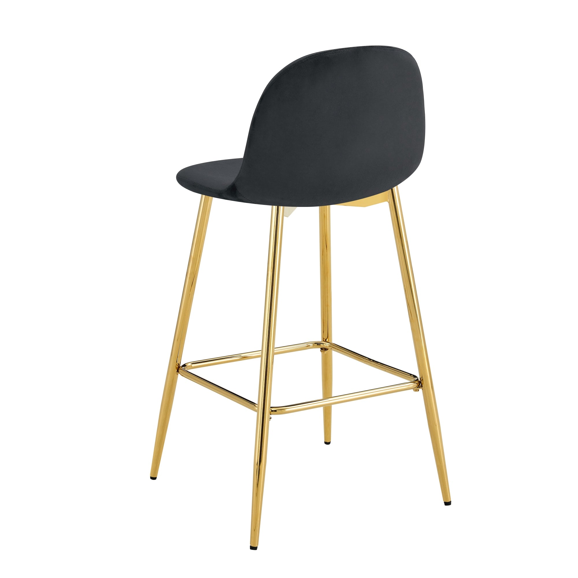TABOURET DE BAR SCANDINAVE PIED GOLD VELOURS NOIR