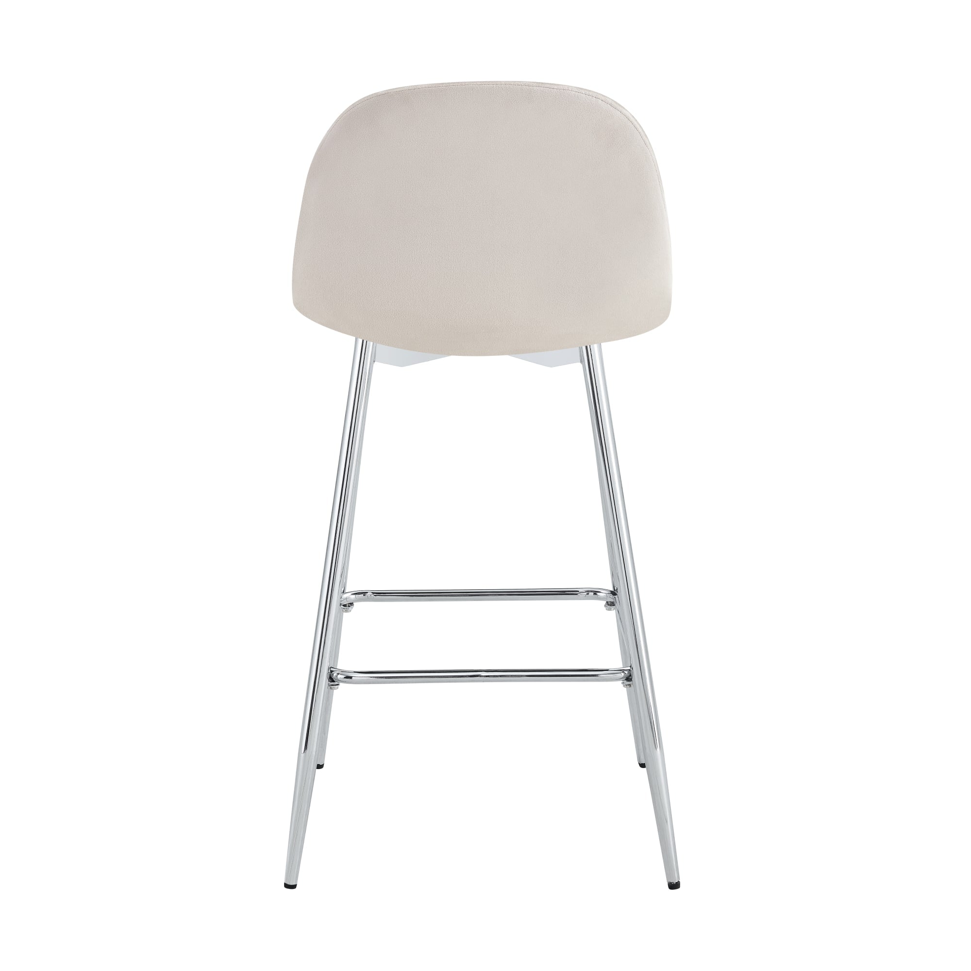 TABOURET DE BAR SCANDINAVE PIED CHROME VELOURS BEIGE