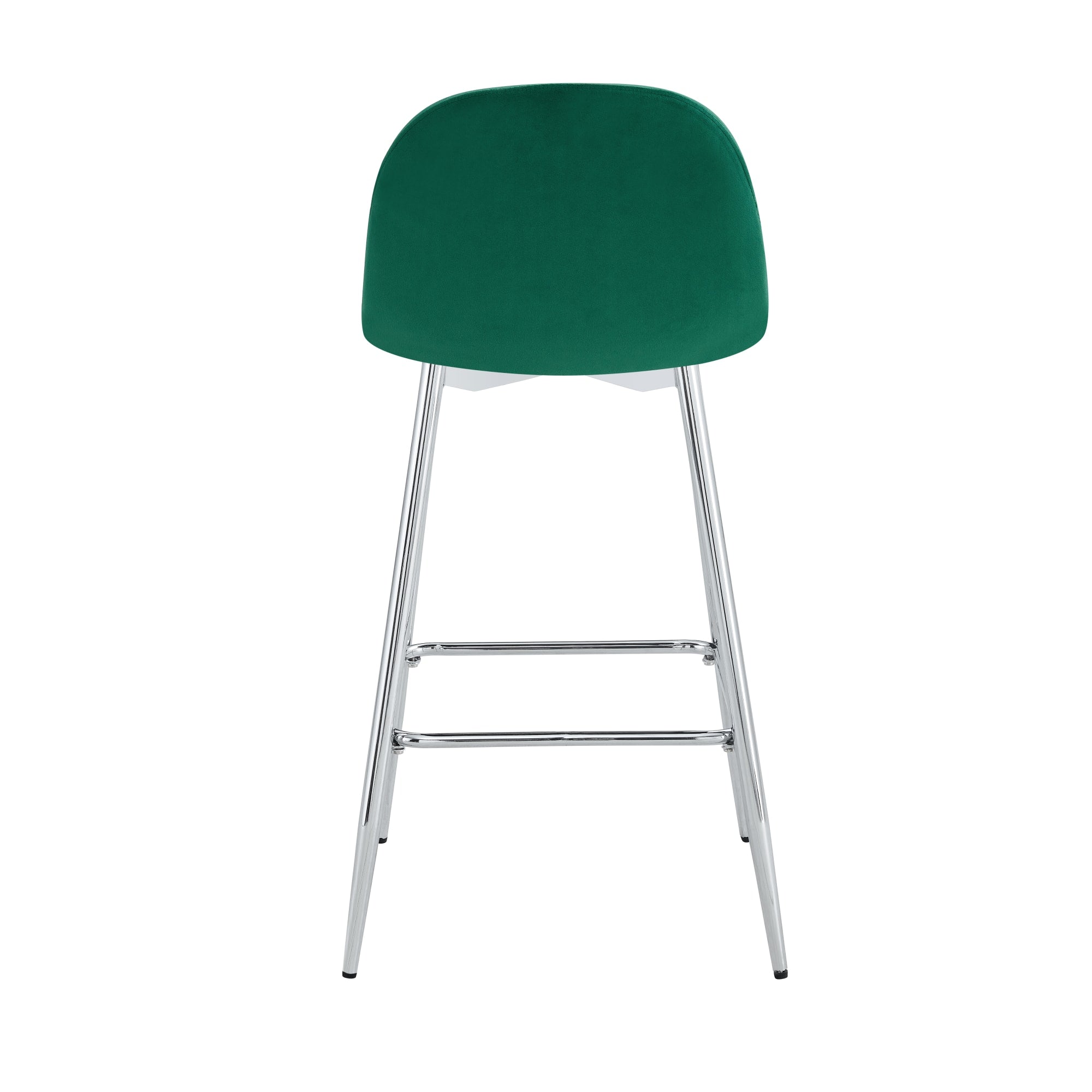 TABOURET DE BAR SCANDINAVE PIED CHROME VELOURS VERT SAPIN