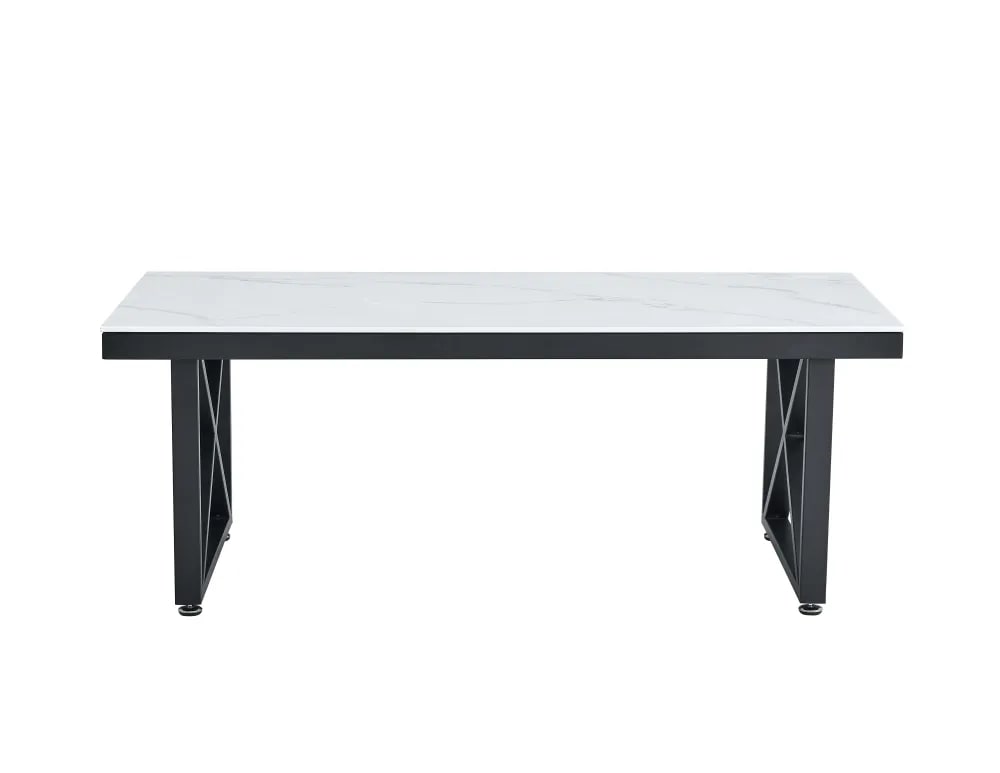 Table basse Deluxe LEVANTO structure métal noir plateau en verre 120x60 cm