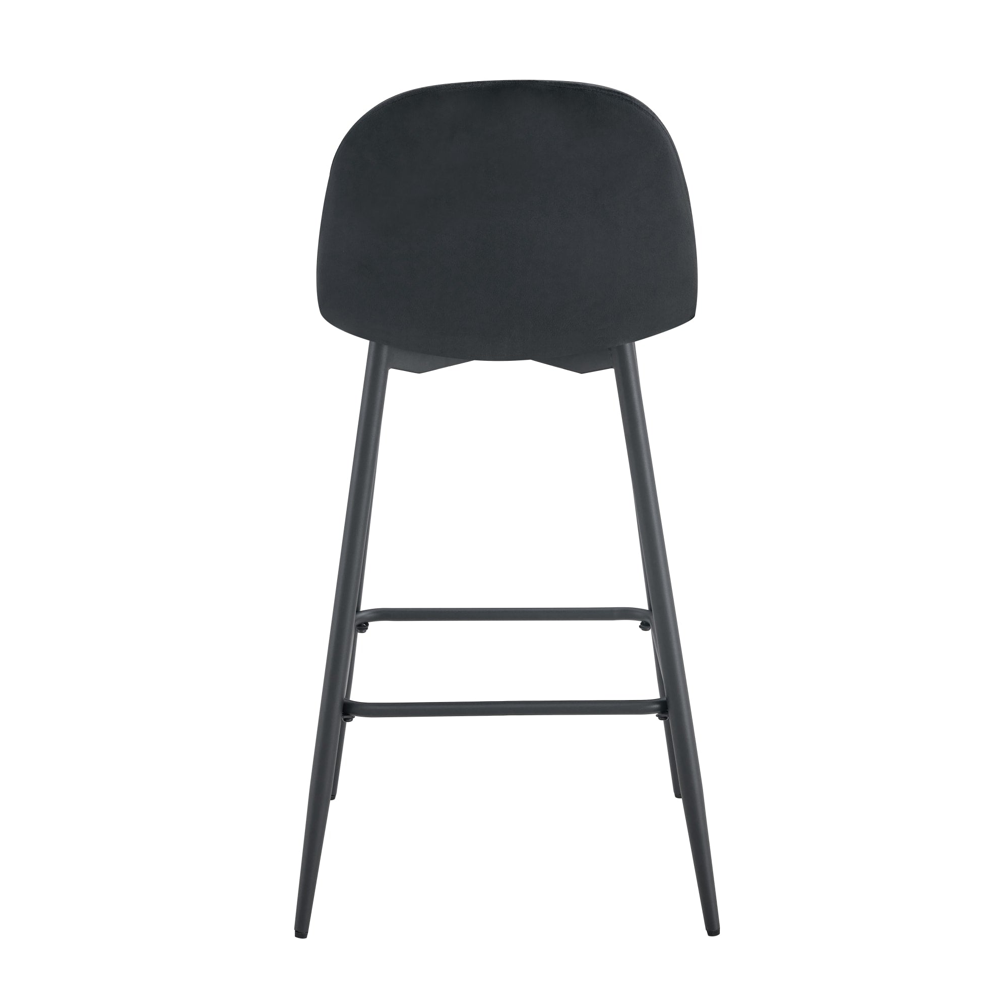 TABOURET DE BAR SCANDINAVE PIED METAL NOIR VELOURS NOIR