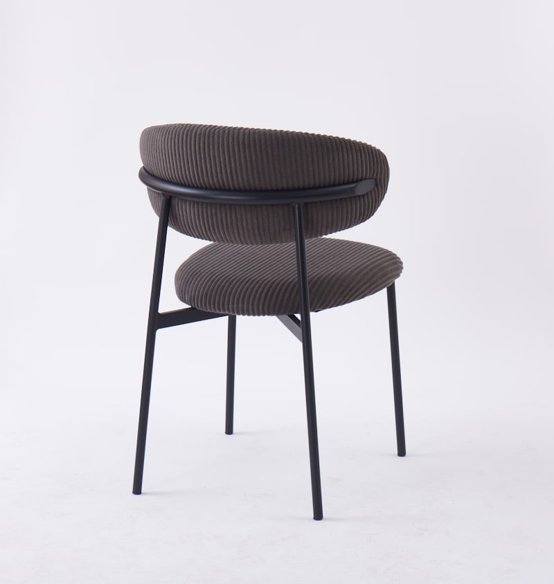 CHAISE LULU PIEDS METAL NOIR COTELE GRIS