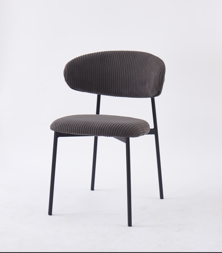 CHAISE LULU PIEDS METAL NOIR COTELE GRIS