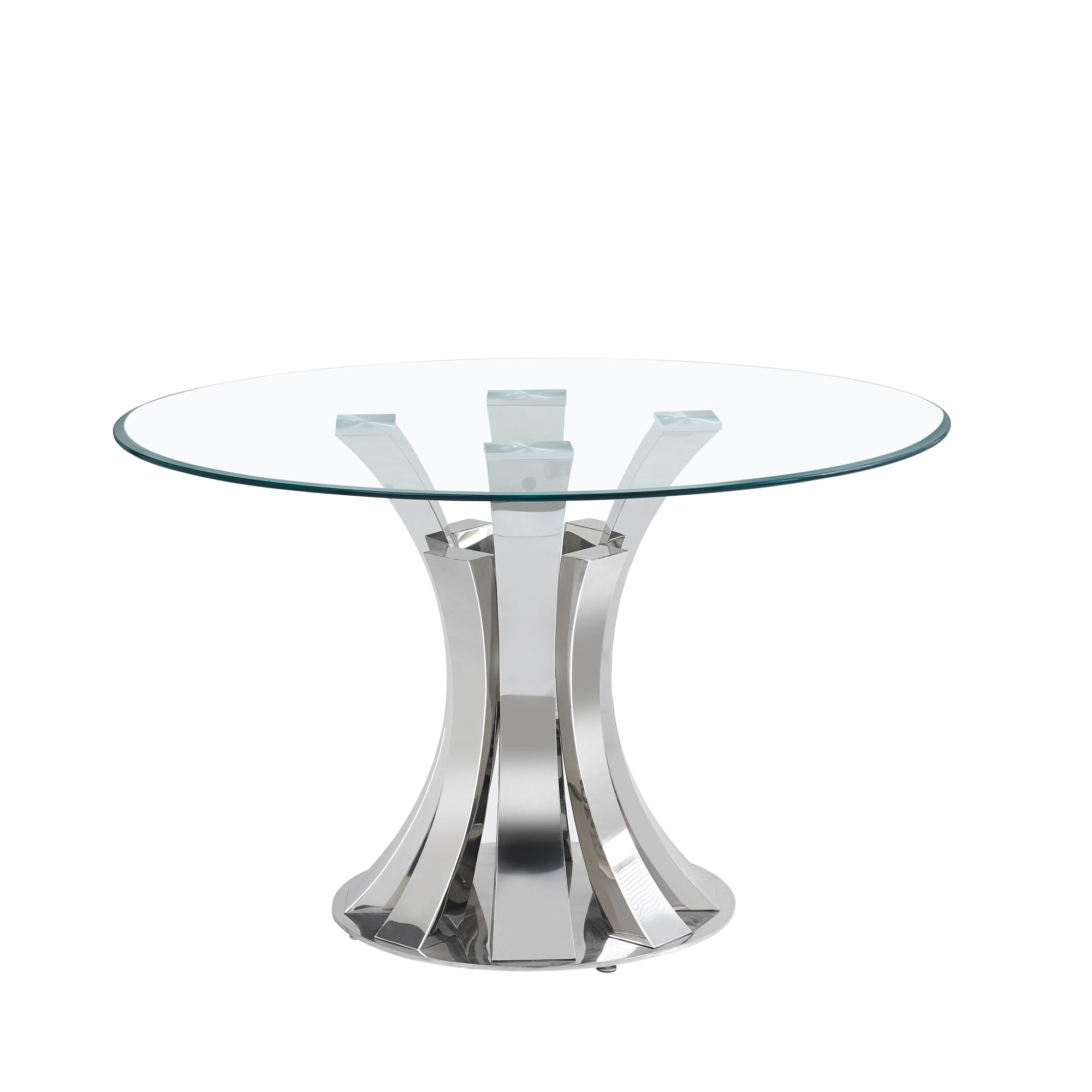 TABLE A MANGER RONDE JUDITH CHROME TRANSPARENT 120CM