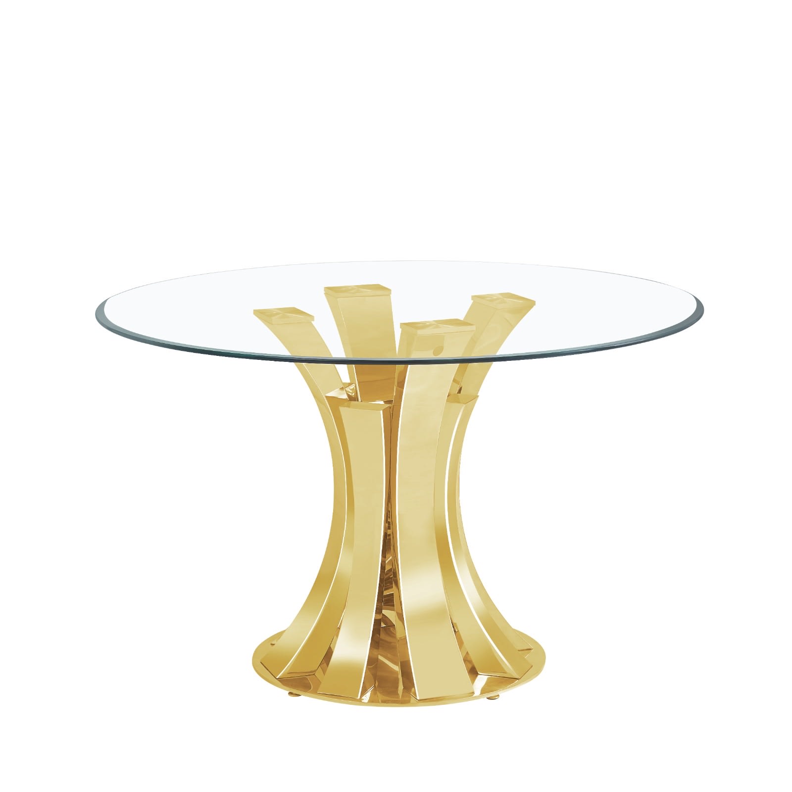 TABLE A MANGER RONDE JUDITH GOLD TRANSPARENT 120cm