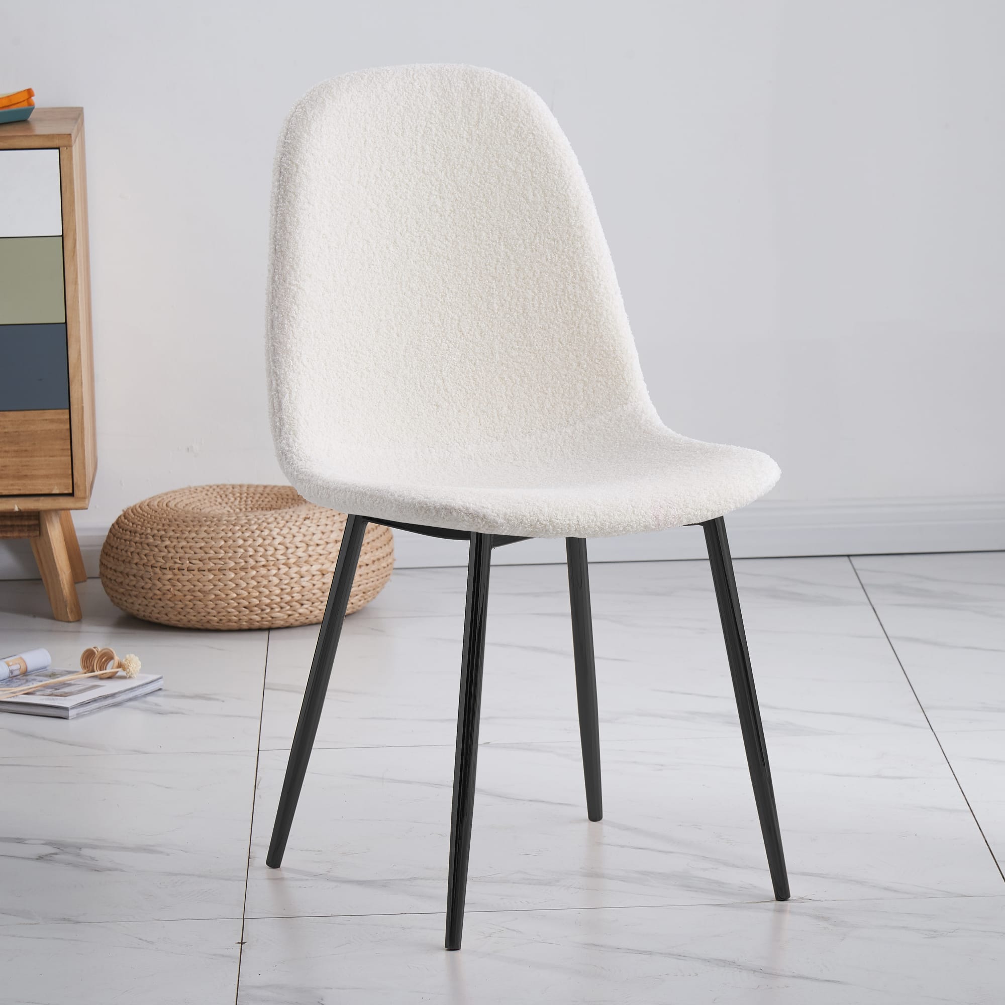 CHAISE SCANDINAVE PIED NOIR MOLLETONNE DOUDOU