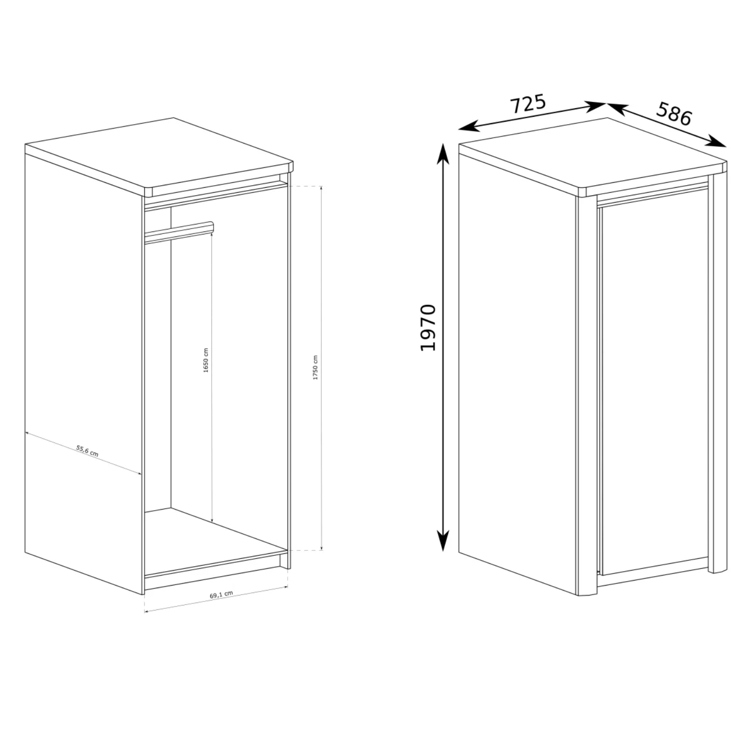 Armoire Simple et Spacieuse à Porte Unique avec Façade Blanche Brillante - Decora Home
