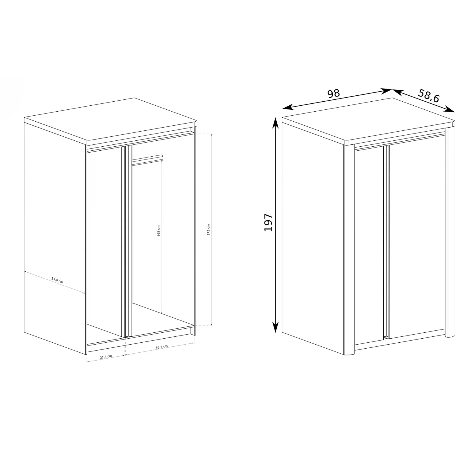 Armoire Moderne à Deux Portes avec Étagères - Decora Home