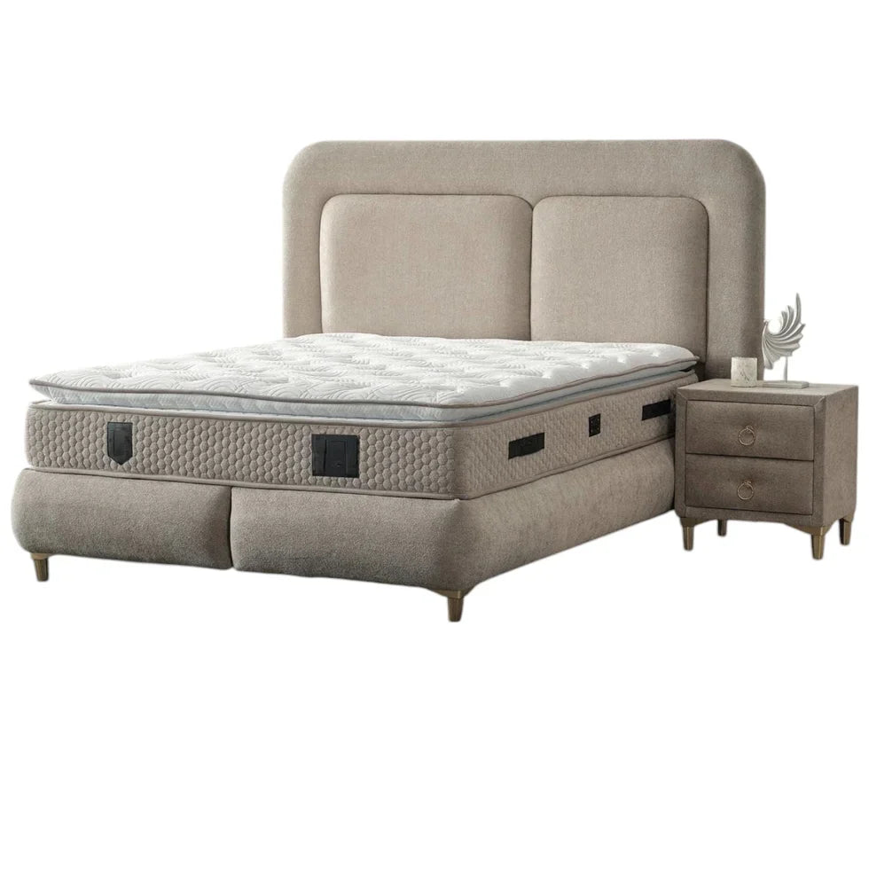 Lit avec Coffre – Taupe, Confort et Espace de Rangement – 140x200 / 160x200 cm - Decora Home