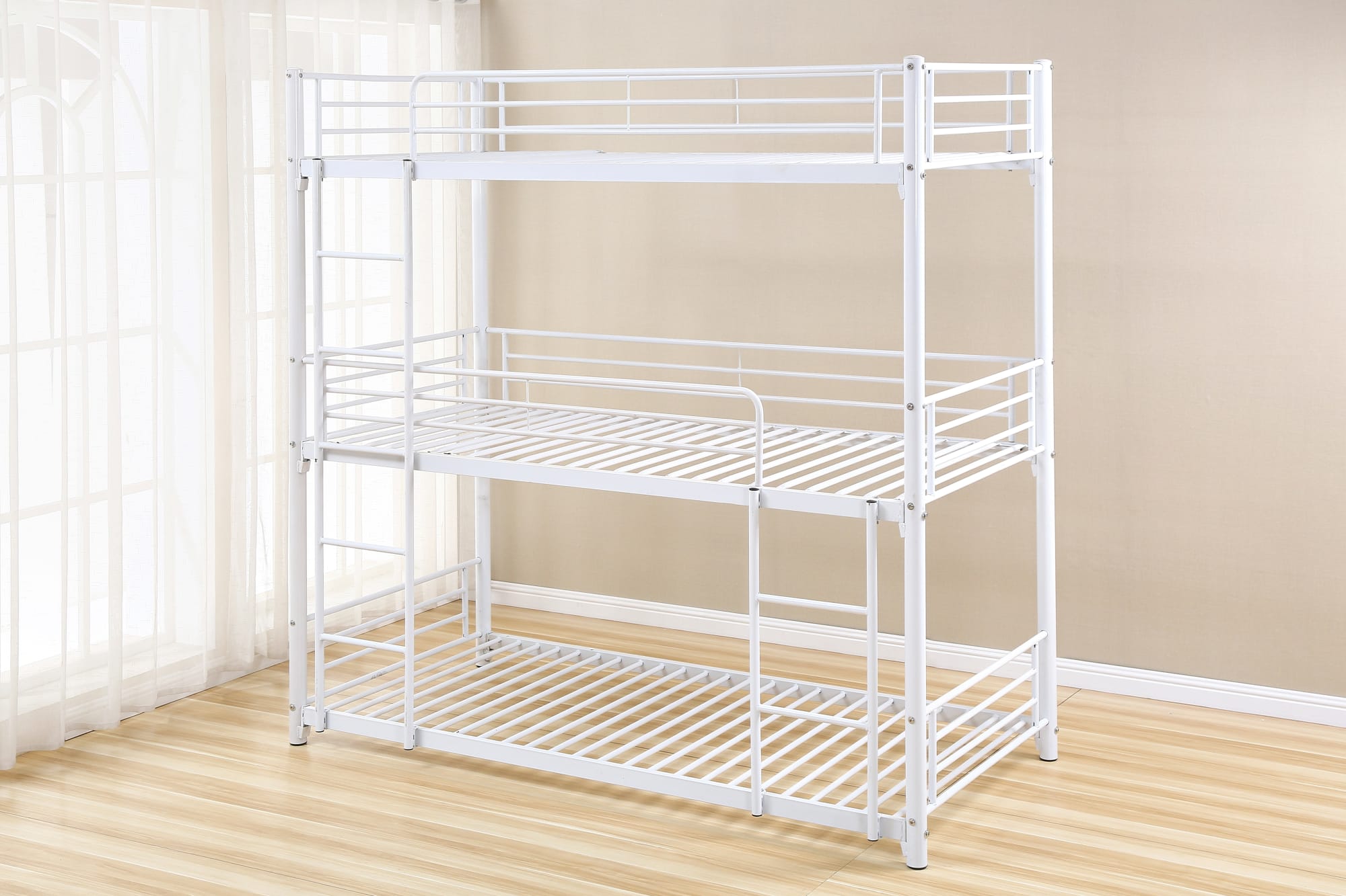 LIT SUPERPOSÉ TRIO EN METAL BLANC 1 PLACE 90x190 cm