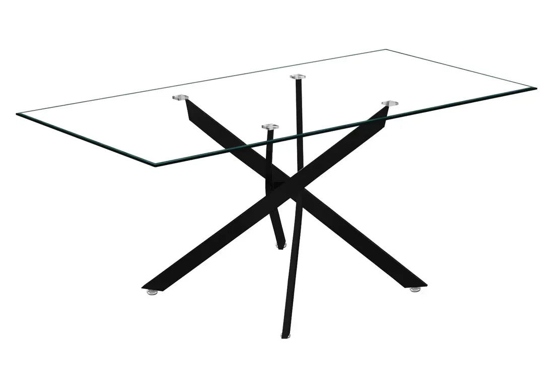 Table repas verre transparent métal noir et 4 chaises verlous gris anthracite - Meublei