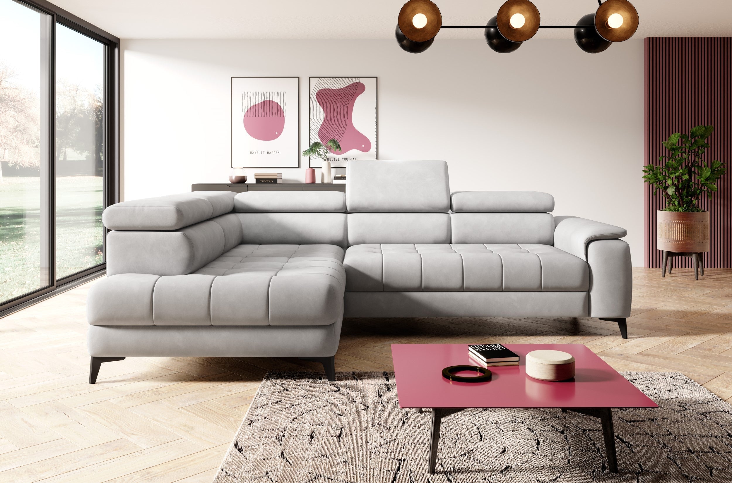 Canapé d’angle convertible électrique avec appuie têtes réglables|Offre Spéciale|Decora Home