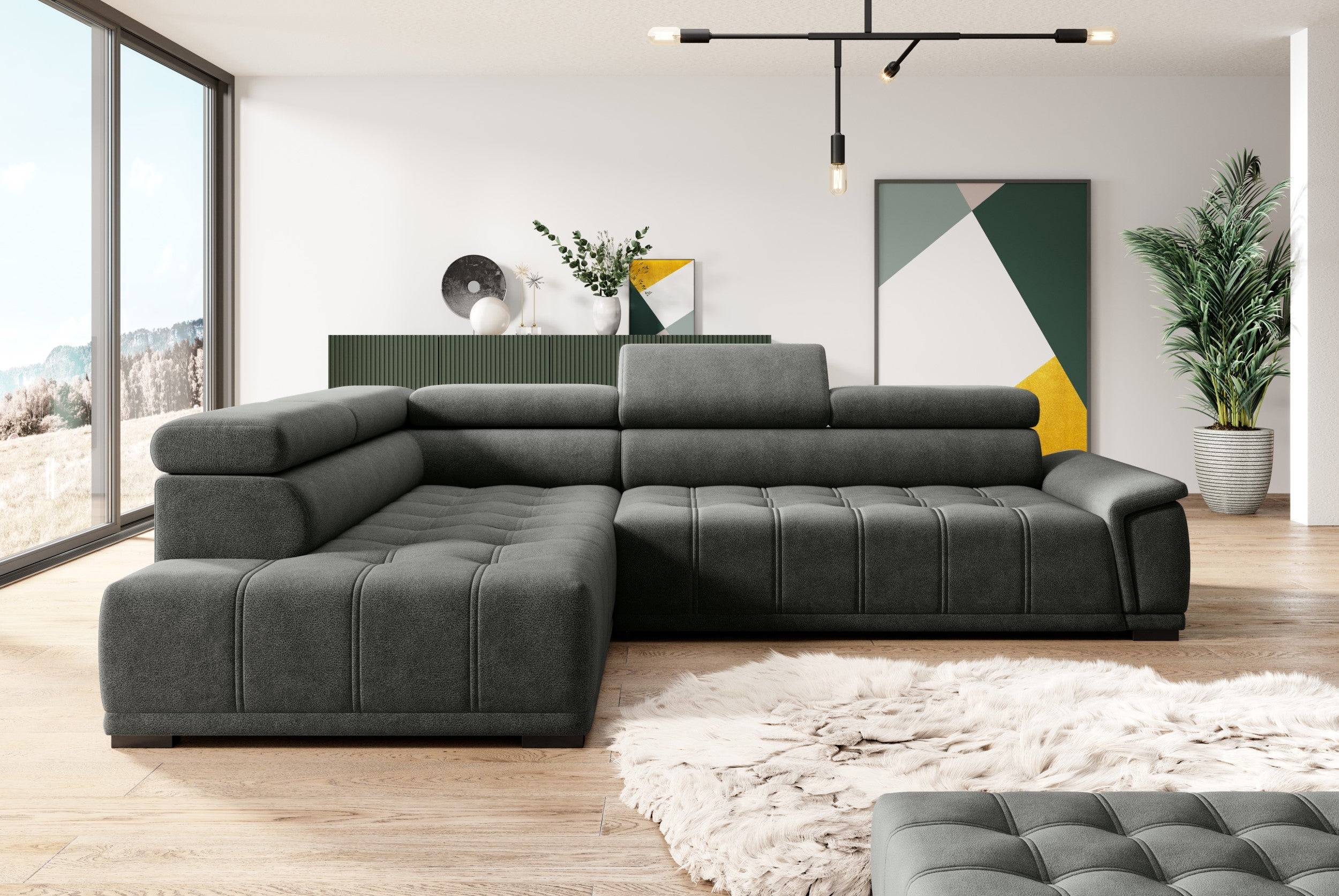 Canapé d’angle – Confort réglable électrique, design moderne et têtières ajustables|Offre Spéciale|Decora Home