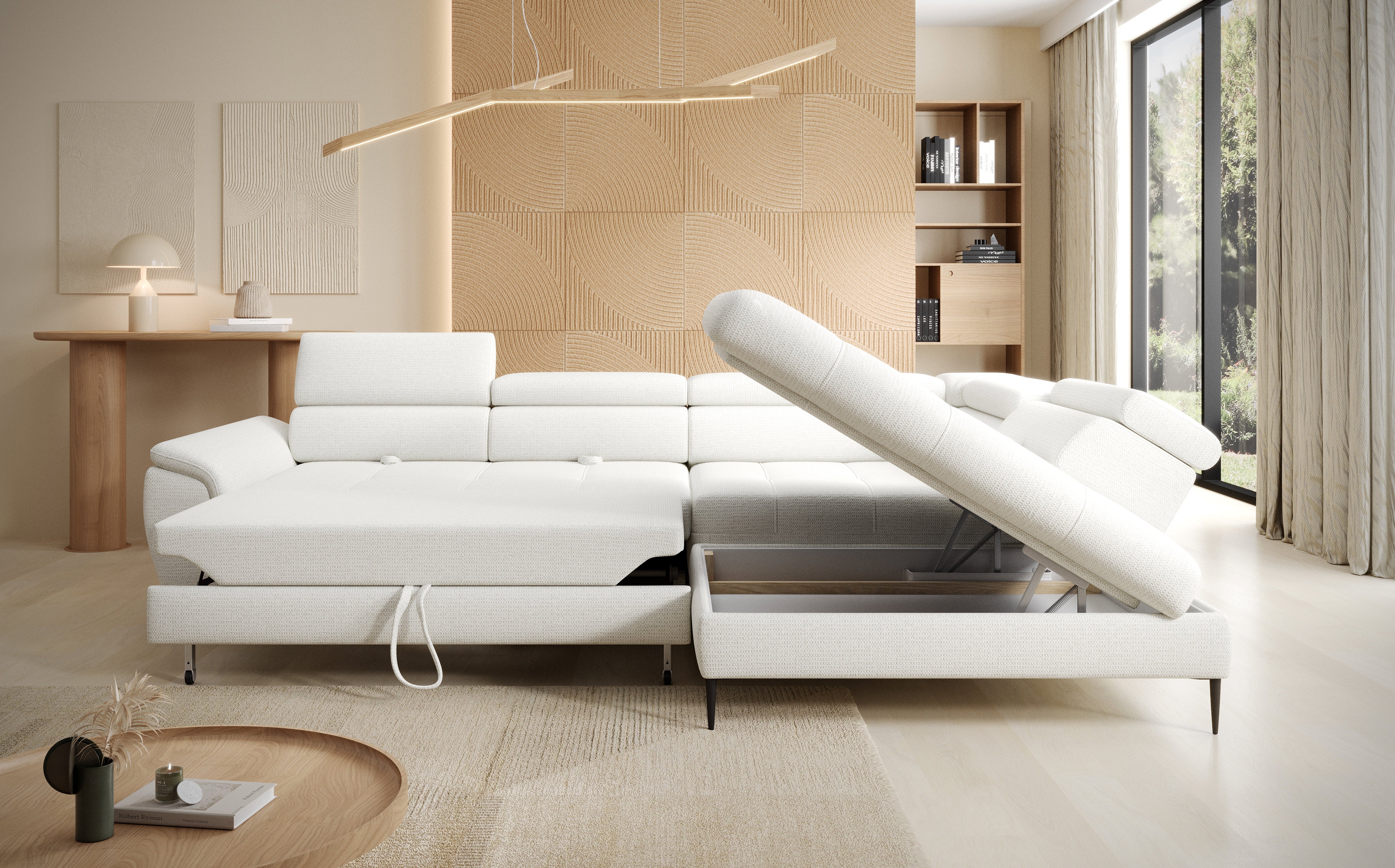 Canapé d’angle spacieux avec couchage et rangement intégré - Decora Home