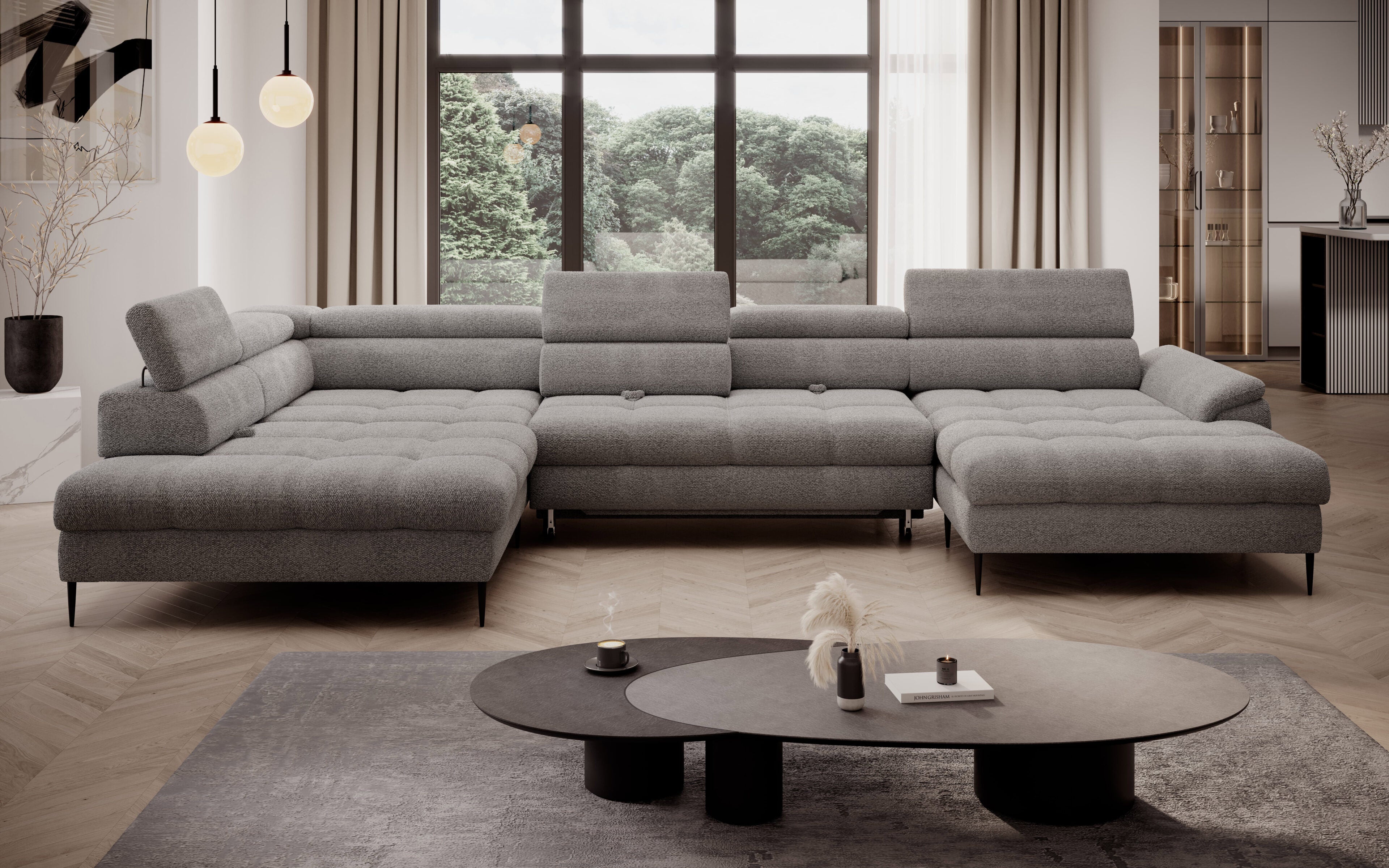 Canapé d'angle XL avec fonction lit et coffre de rangement intégré|Offre Spéciale|Decora Home