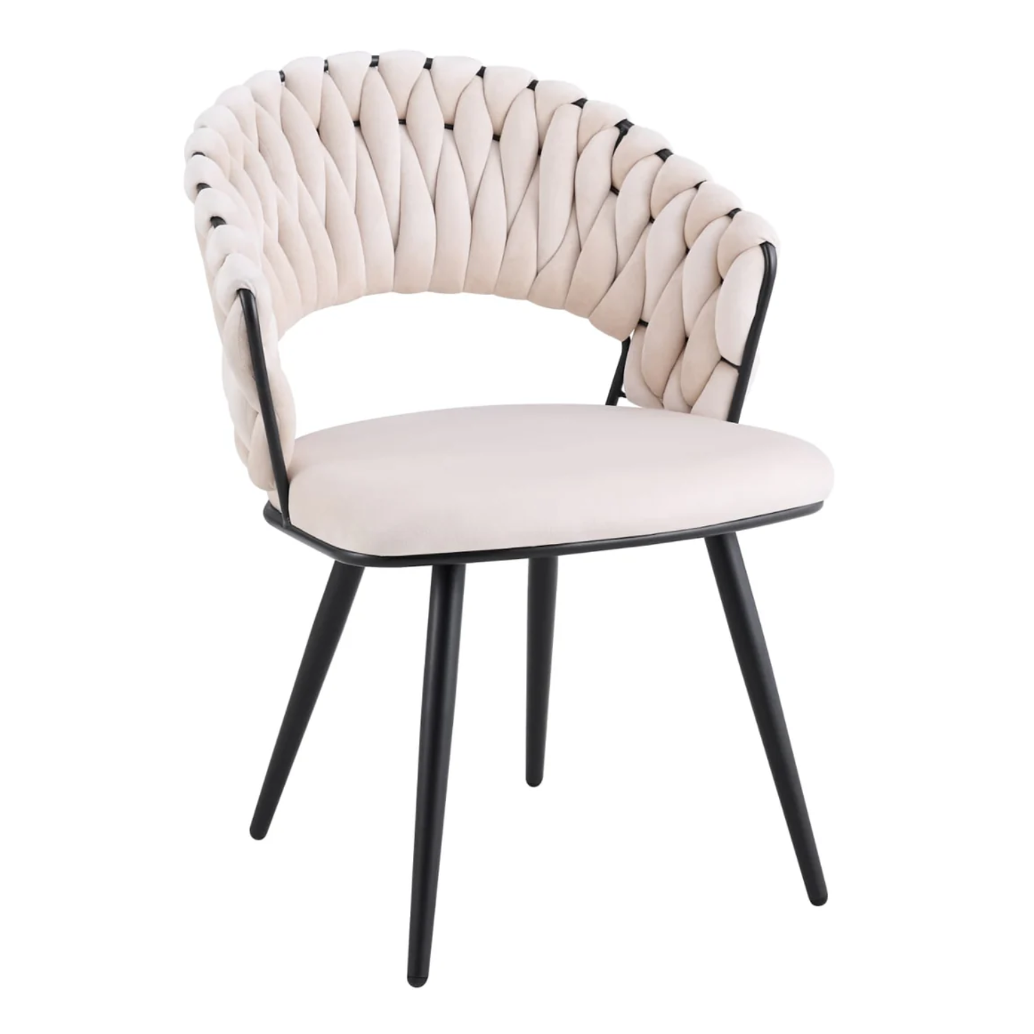 Chaise avec Pieds en Métal Noir et Assise en Velours