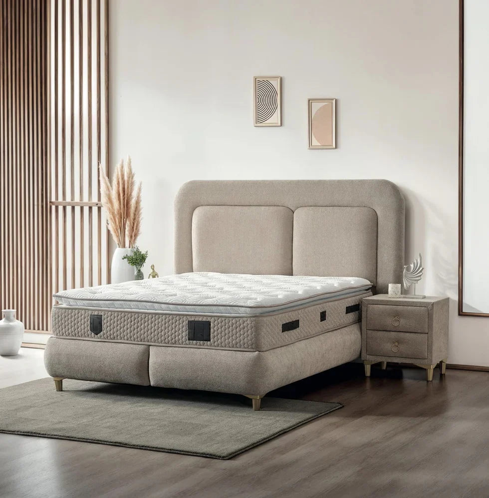 Lit avec Coffre – Taupe, Confort et Espace de Rangement – 140x200 / 160x200 cm|Destockage|Decora Home