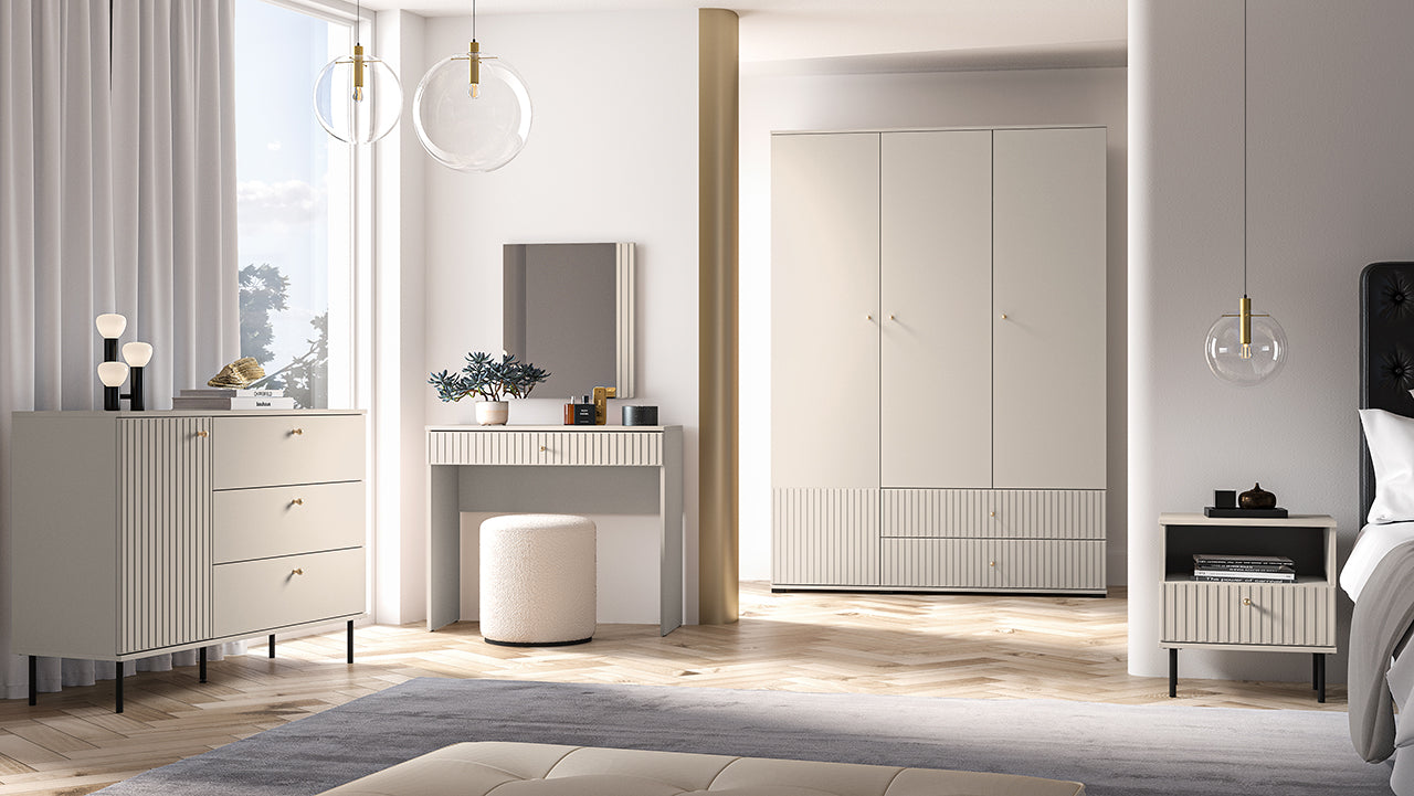 Grande Armoire en Cachemire avec Miroirs et Finitions en MDF Fraisé - Decora Home