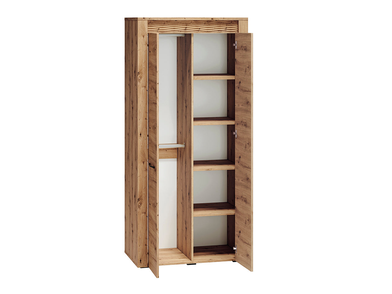 Garde-Robe Moderne en Chêne artisanal + MDF rainuré Chêne artisanal - Élégance et Praticité - Decora Home