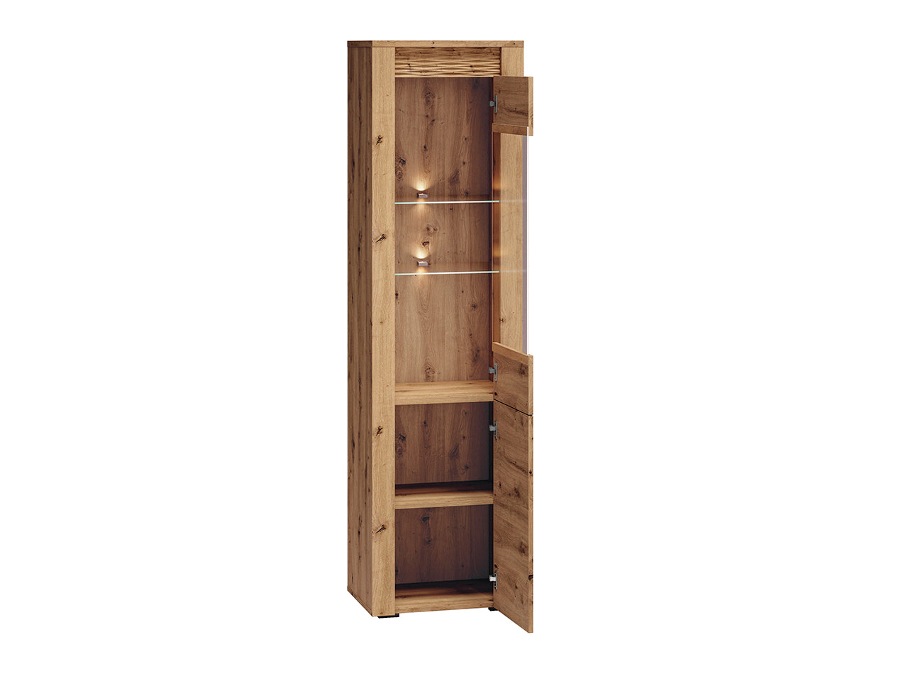 Vitrine Élégante en Chêne Artisanal avec Éclairage Optionnel et Assemblage Flexible - Decora Home