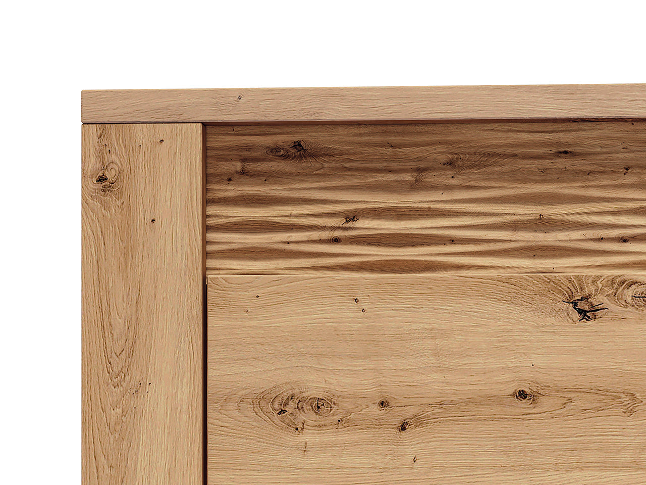 Vitrine en Chêne artisanal + MDF rainuré Chêne artisanal  avec Éclairage Optionnel - Decora Home