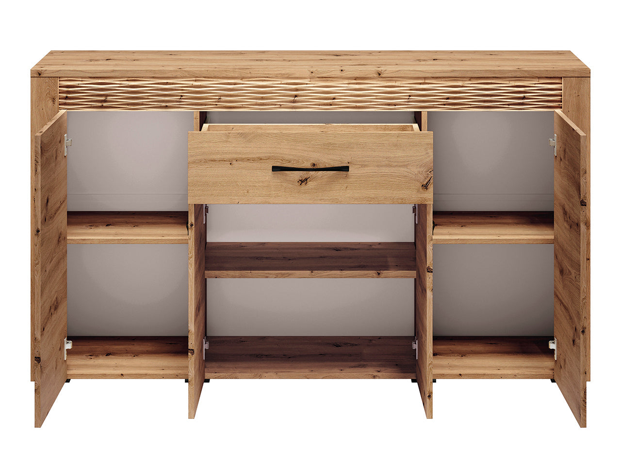 Commode, Buffet, Buffet Long en Chêne Artisanal & MDF Rainuré – Série Artisan Épure - Decora Home
