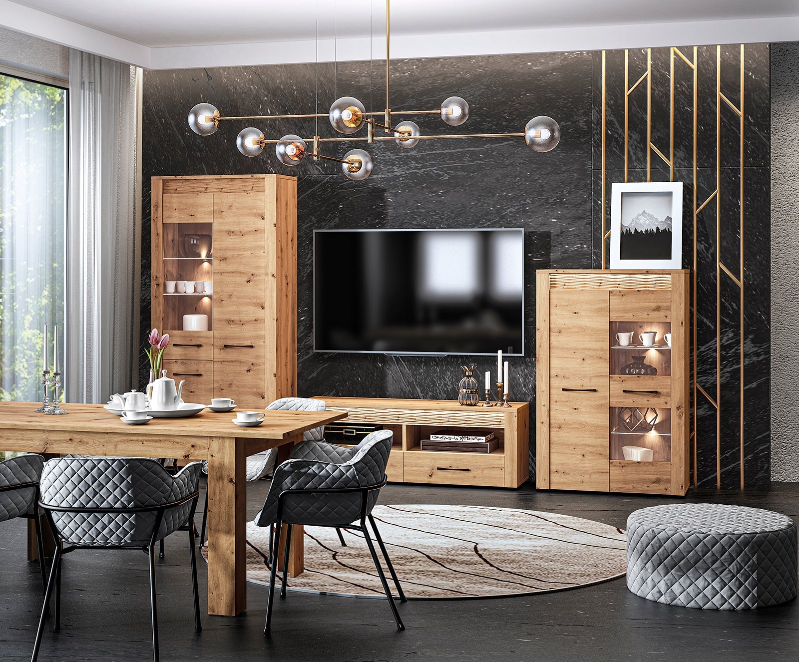 Commode, Buffet, Buffet Long en Chêne Artisanal & MDF Rainuré – Série Artisan Épure - Decora Home