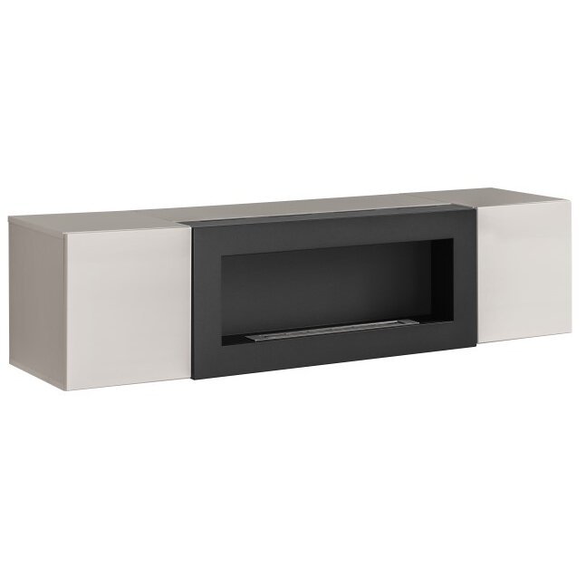 FLY wall hung TV unit avec cheminée bioéthanol, Kaszmir