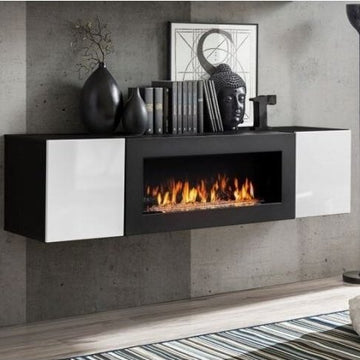 Composition TV Wall unit FLY M-P1 avec cheminée bioéthanol — vue 5
