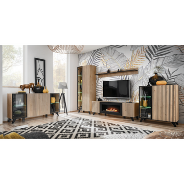 Composition TV Wall unit FLY M-P2 avec cheminée bioéthanol — vue 5