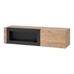 FLY wall hung TV unit avec cheminée bioéthanol, Perla Gray — vue 12