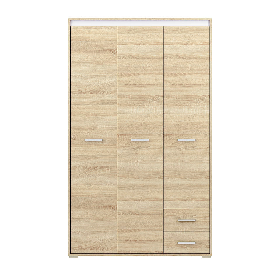 Armoire 3 Portes en Chêne Sonoma Clair avec Insertion Blanche et Anthracite – Grand Rangement, Finition Moderne - Decora Home