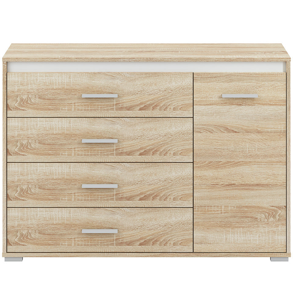 Commode, Buffet, Buffet Moderne en Lumière de Sonoma avec Bordure ABS - Design Élégant et Fonctionnel - Decora Home