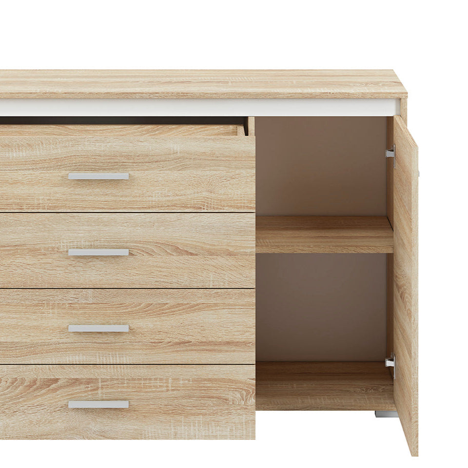 Commode, Buffet, Buffet Moderne en Lumière de Sonoma avec Bordure ABS - Design Élégant et Fonctionnel - Decora Home