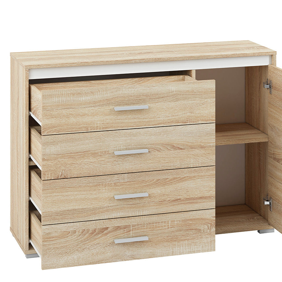 Commode, Buffet, Buffet Moderne en Lumière de Sonoma avec Bordure ABS - Design Élégant et Fonctionnel - Decora Home