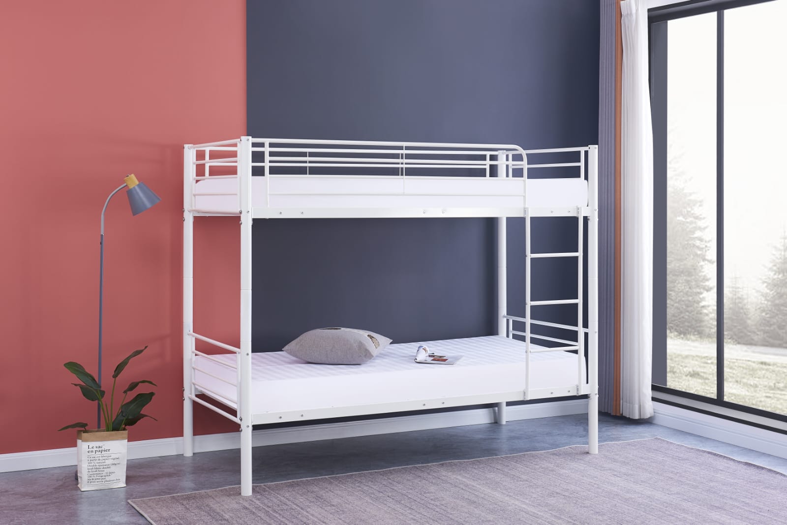 Lit superposé séparable revêtement et sommier en acier 90x 190cm - Decora Home