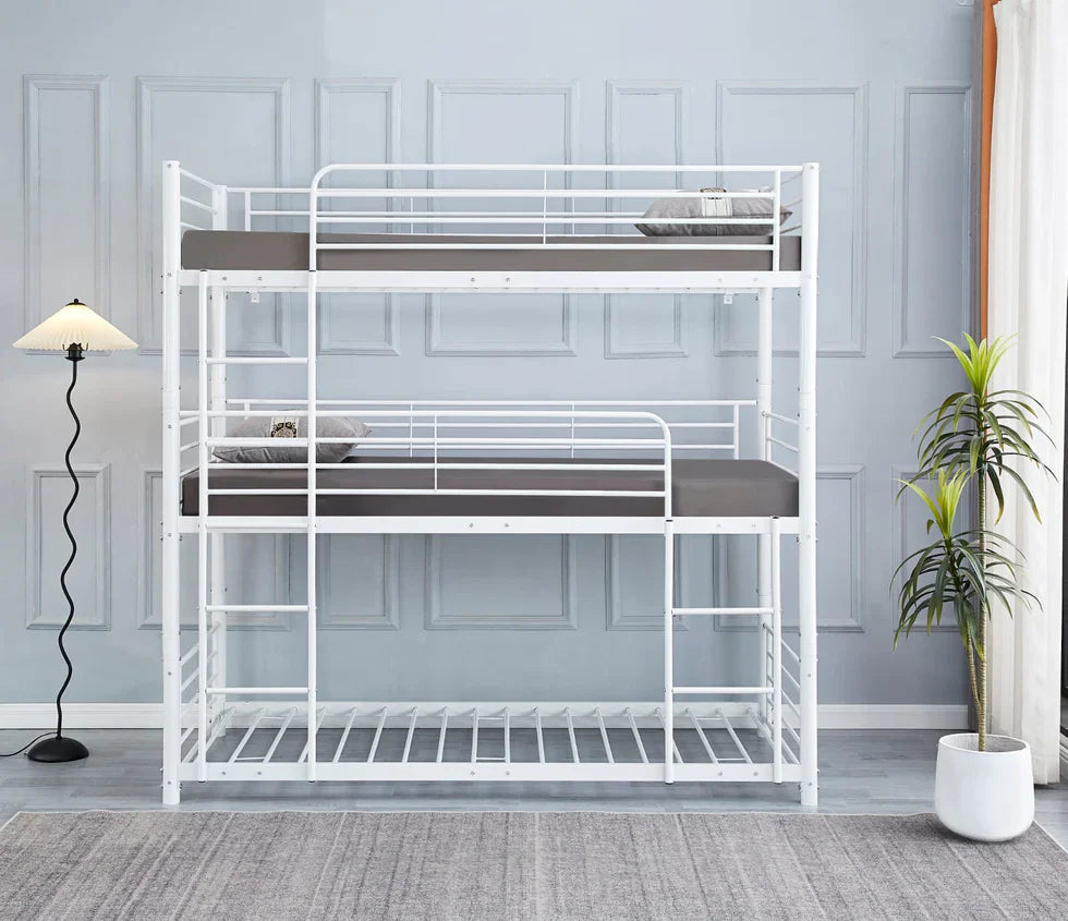 Lit superposé TRIO revêtement et sommier en acier 90 x 190 cm - Decora Home