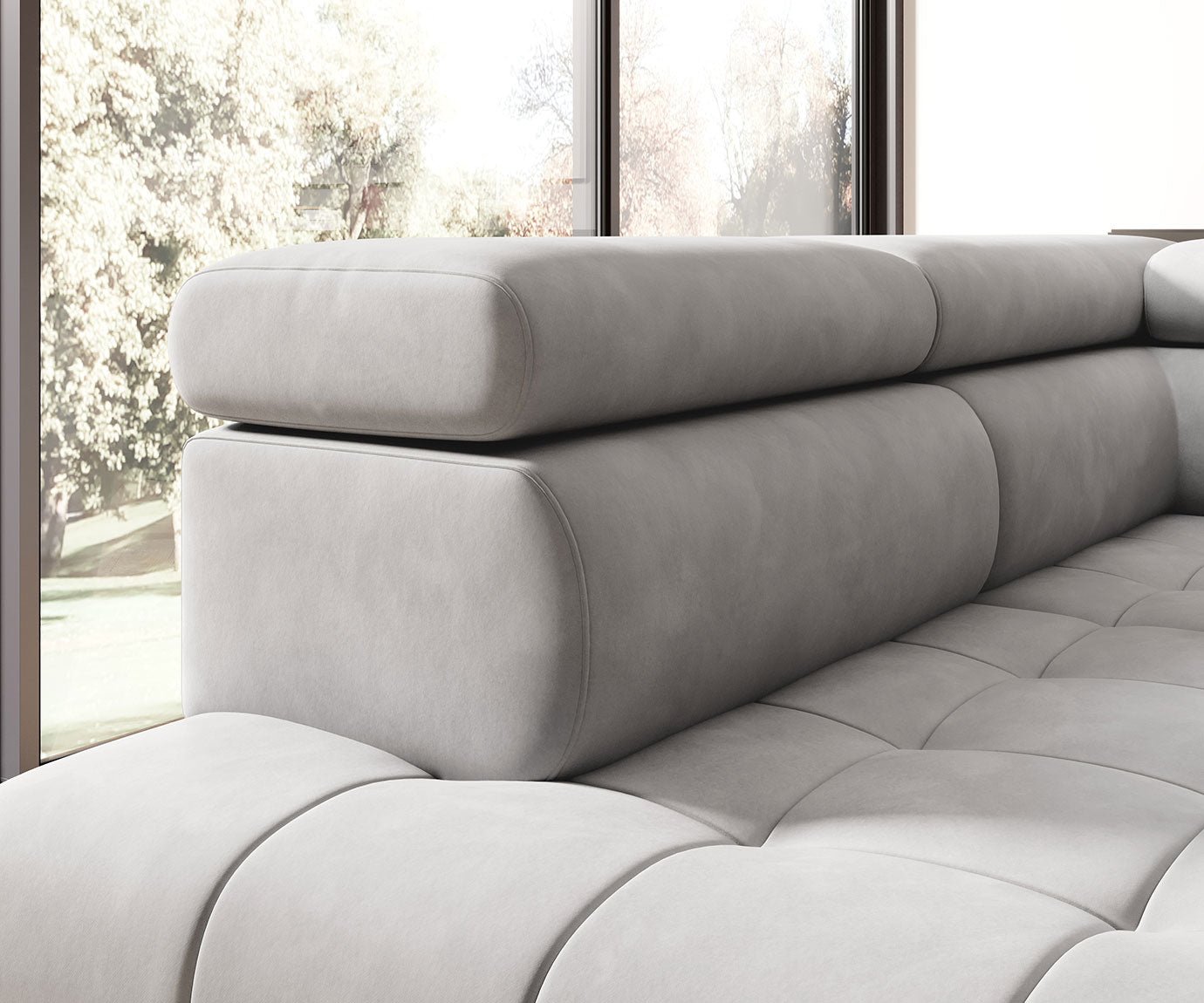 Canapé d’angle convertible électrique avec appuie-têtes réglables - Decora Home