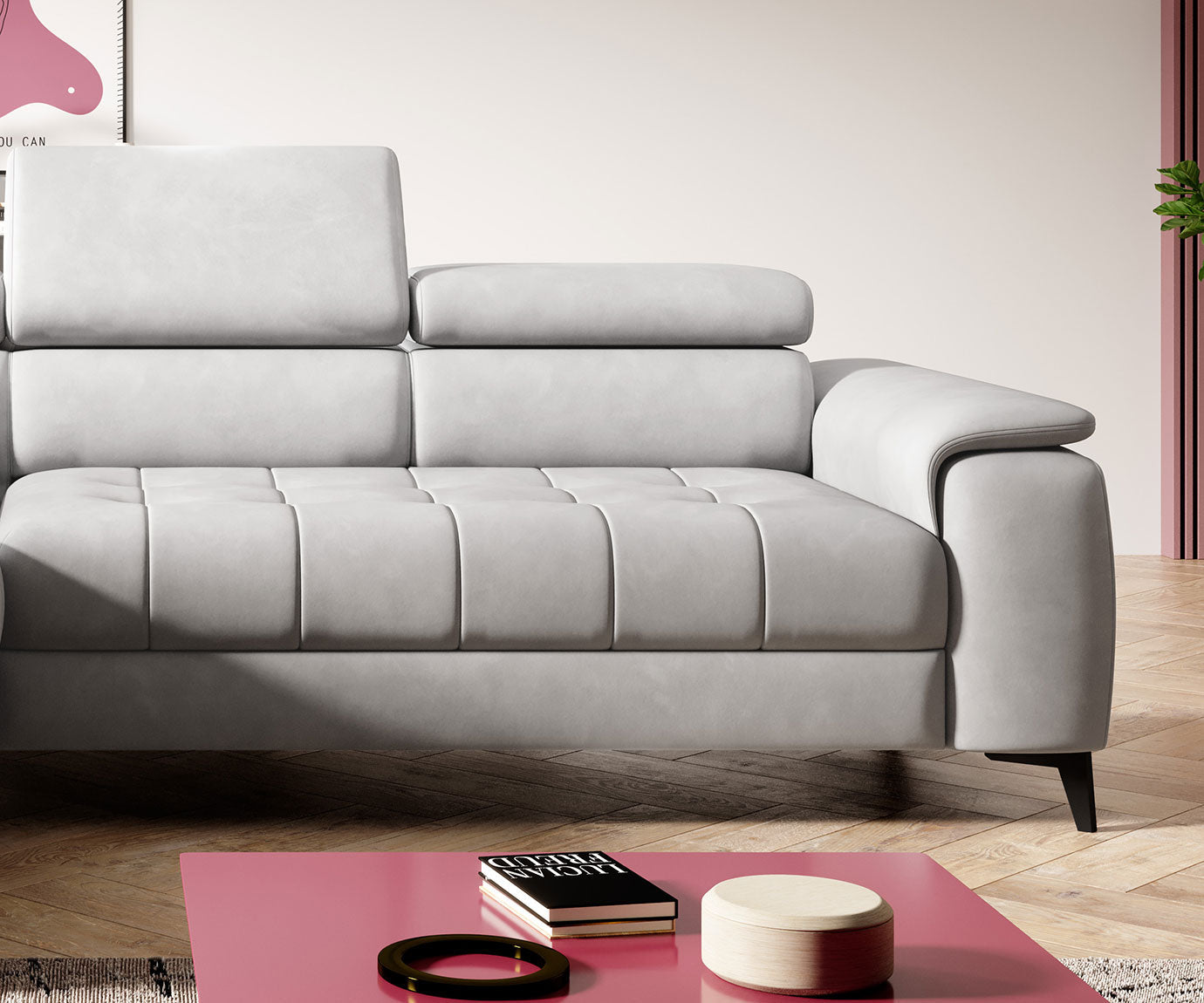 Canapé d’angle convertible électrique avec appuie-têtes réglables - Decora Home