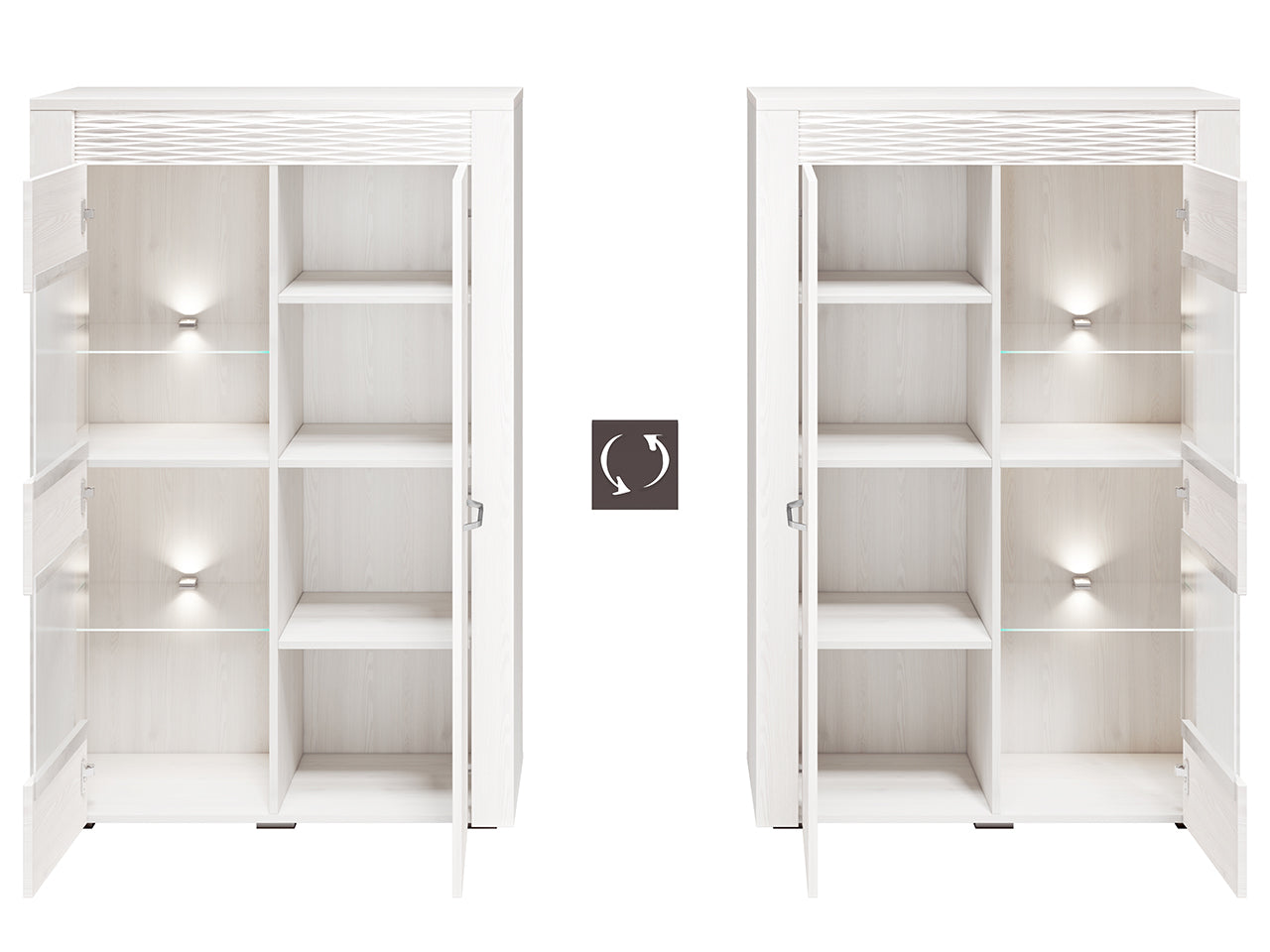 Vitrine en Pin Enneigé avec Éclairage Optionnel - Durabilité, Élégance et Fonctionnalité pour Votre Intérieur - Decora Home